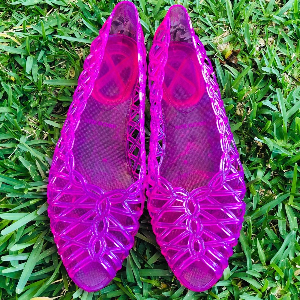 Bright Pink Jelly Flats Size 6-6.5